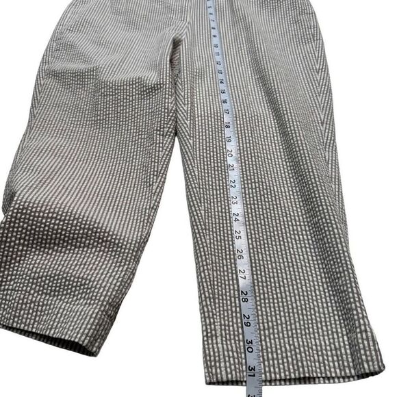 Chico’s Womens Striped Seersucker Capri Trouser Pants Beige White Medium - Picture 6 of 10